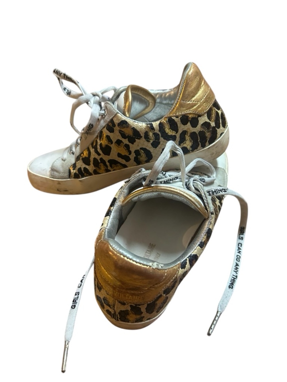Zadig & Voltaire Women's Leo Wild Sneakers Leopard Metallic Gold White IT36 US7 - Picture 5 of 12